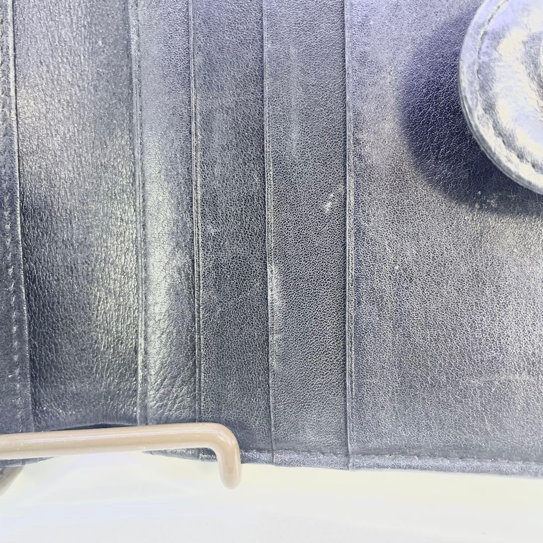 シャネル　ビコローレ　二つ折り　財布　ココマーク　ブラック　レザー　Wホック