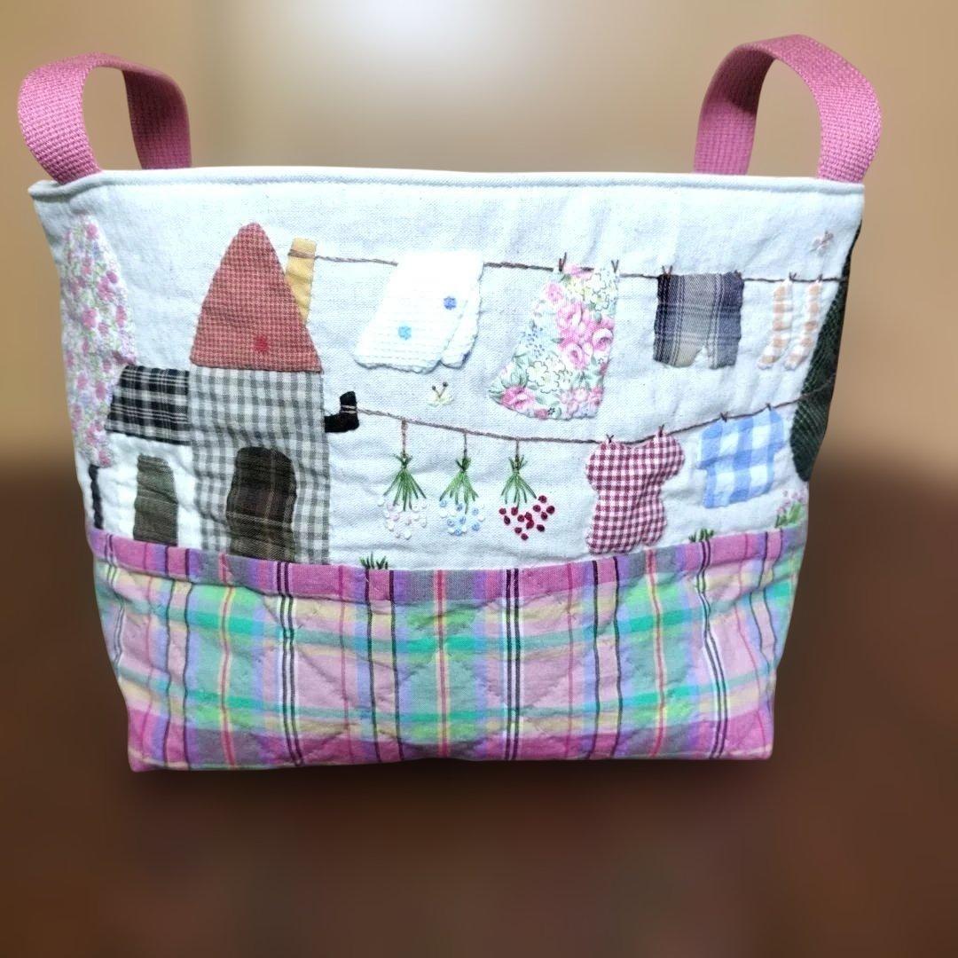 パッチワークキルト布バスケット