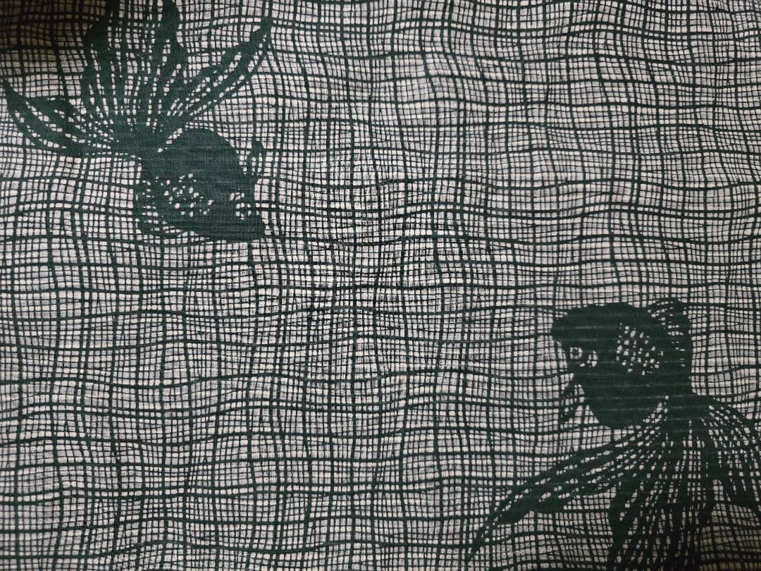 大幅値下&今夜まで。日本橋竺仙 幻の籠染、レア柄 金魚×竹グリーン綿縮地