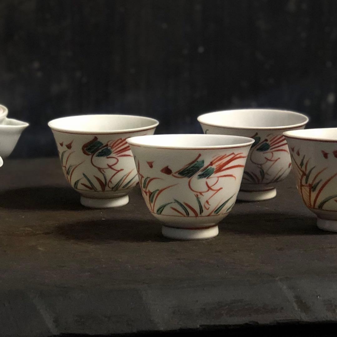 三浦竹泉　赤絵煎茶器セット