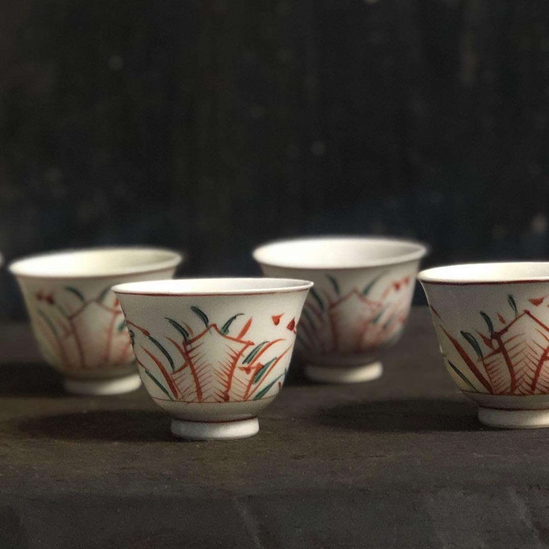 三浦竹泉　赤絵煎茶器セット