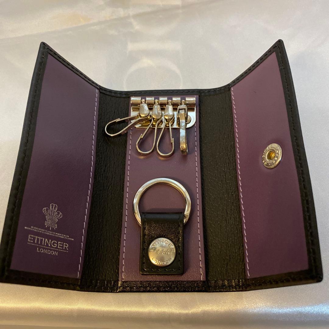 ETTINGER LONDON エッティンガー　ブラックレザーキーケース