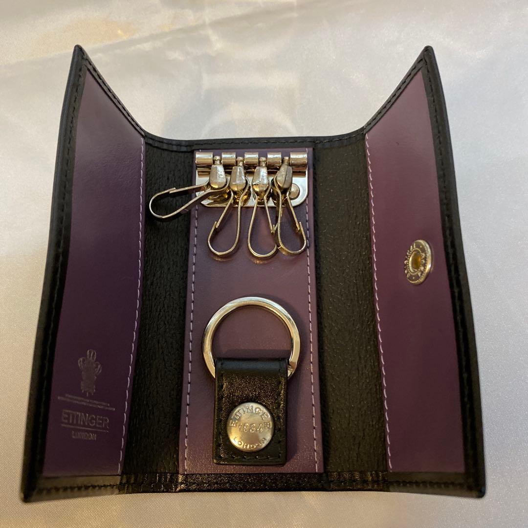 ETTINGER LONDON エッティンガー　ブラックレザーキーケース
