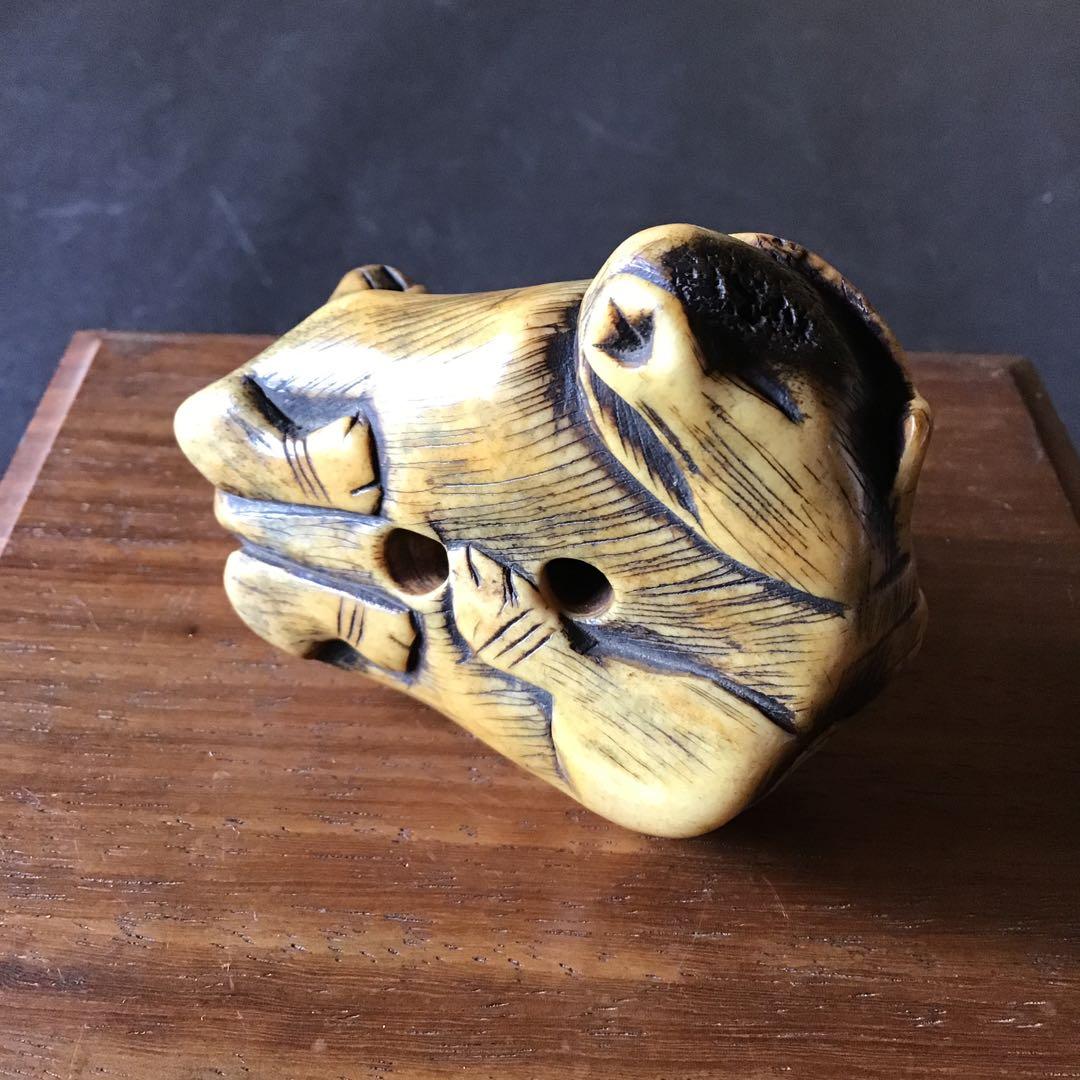 大根付け　「牛」　江戸時代保証　材質日本ホンシュウ鹿角　　　　　N