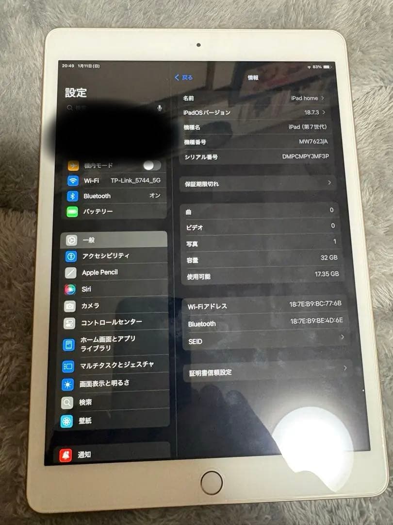 Apple iPad (第7世代) ゴールド 32GB