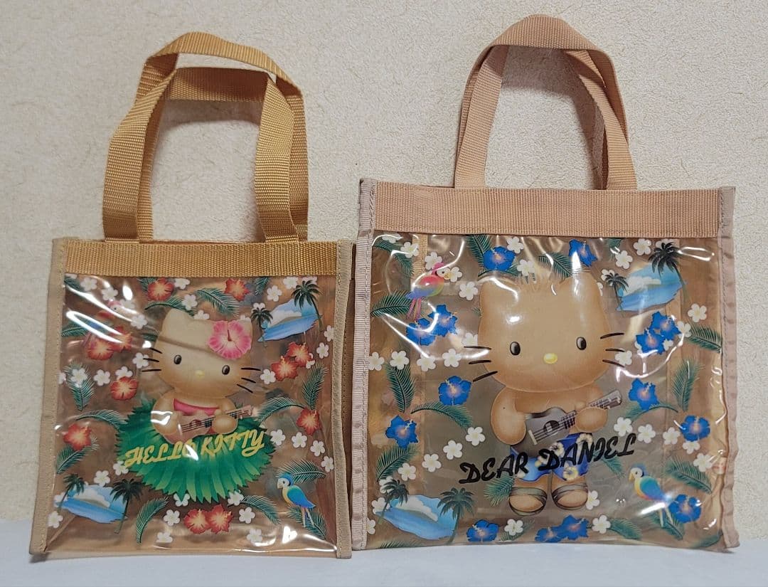 レア　日焼けキティ　ダニエル　ビニールトートバッグ　ハイビスカス　ハワイ　アロハ