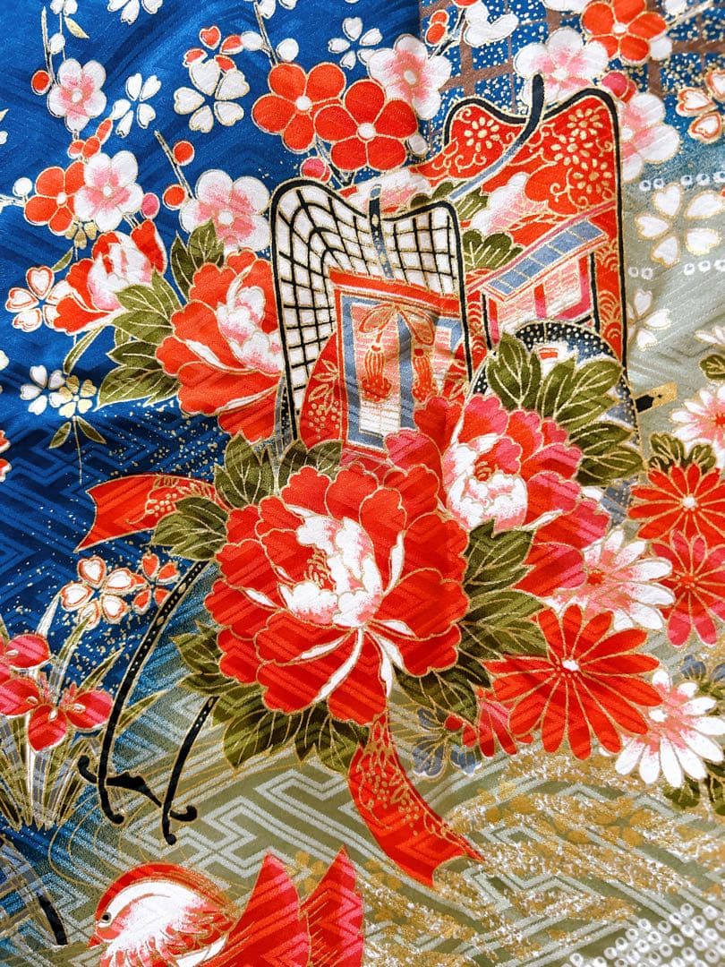 本格正絹♡七五三　7歳　女の子　フルセット　一式　藍色　黒