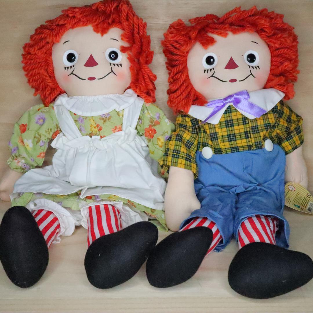 ラガディ・アン＆アンディ 縦ストライプペア ぬいぐるみ カントリー風