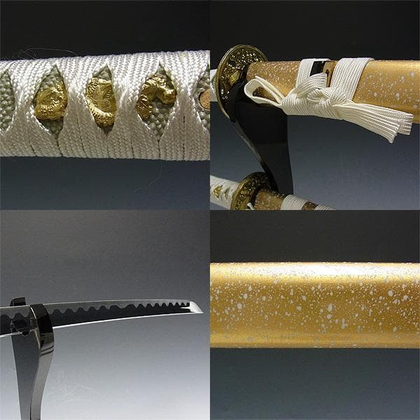 岐阜県関市製の模造刀 白石目 大刀・小刀・刀掛け3点セット