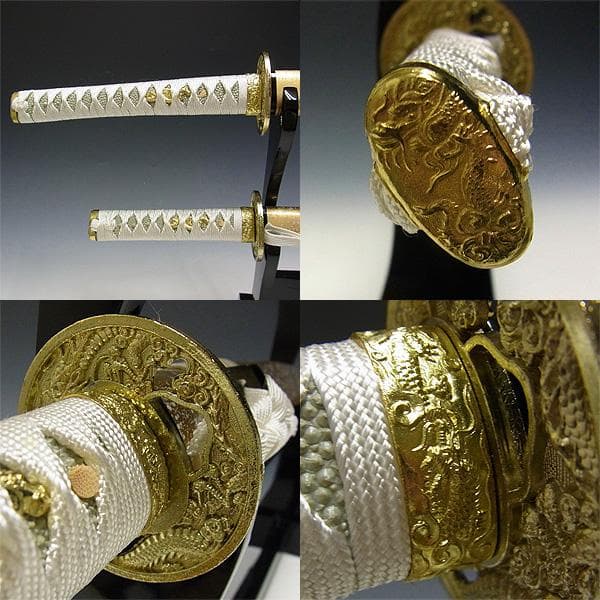 岐阜県関市製の模造刀 白石目 大刀・小刀・刀掛け3点セット