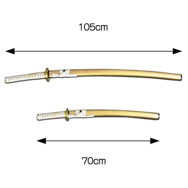岐阜県関市製の模造刀 白石目 大刀・小刀・刀掛け3点セット