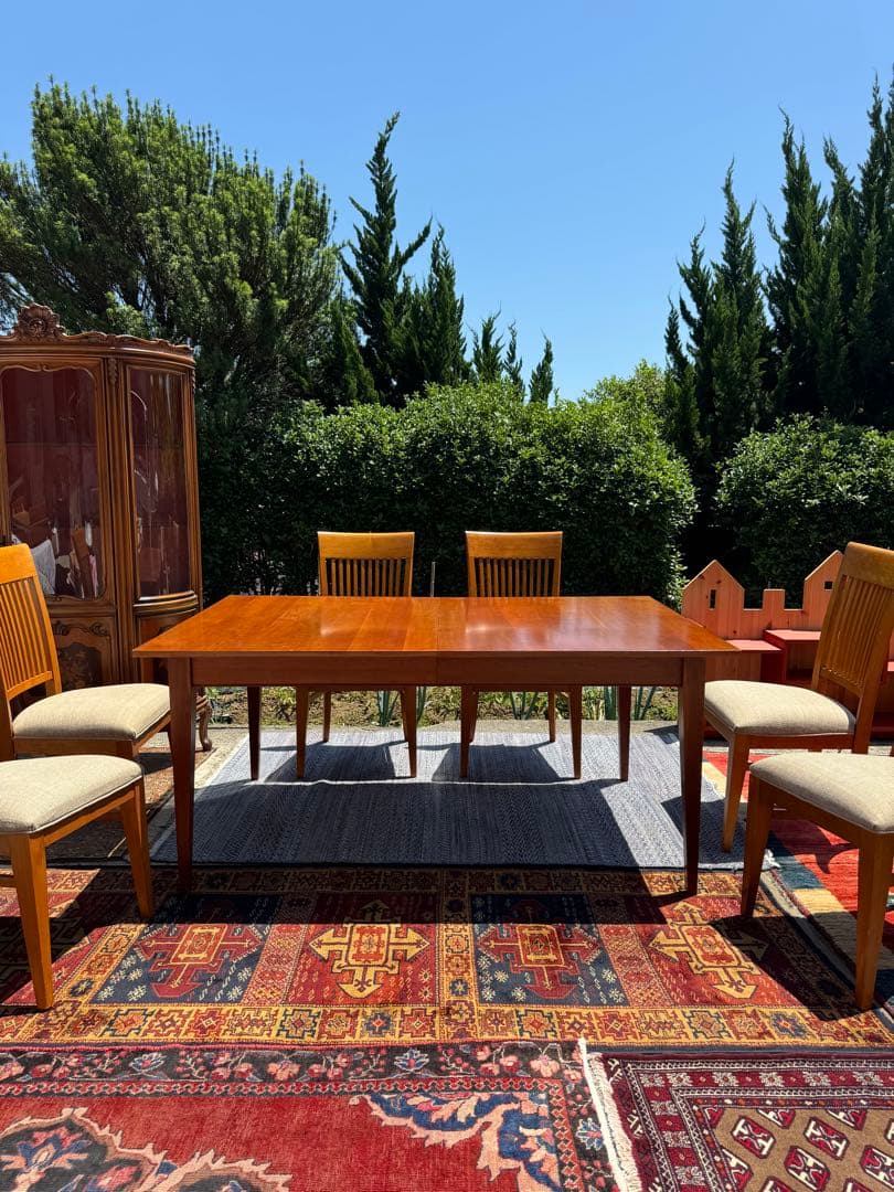 超広々サイズ！アメリカ Ethan Allen 伸長式テーブル&チェア6脚