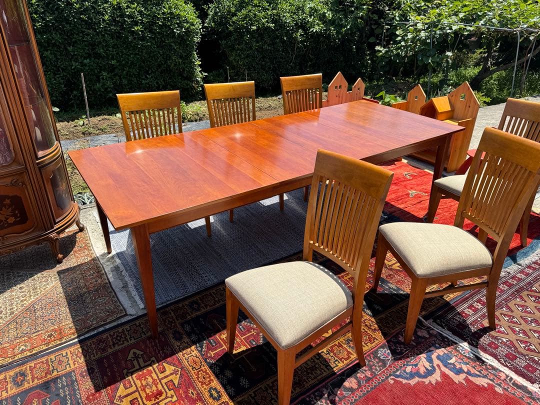 超広々サイズ！アメリカ Ethan Allen 伸長式テーブル&チェア6脚