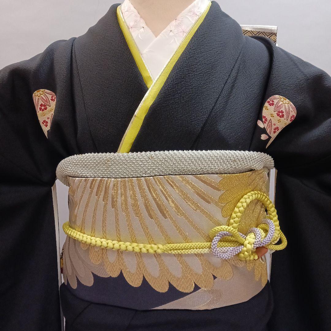 新品　シンプル黒ちりめん　振袖フルセット