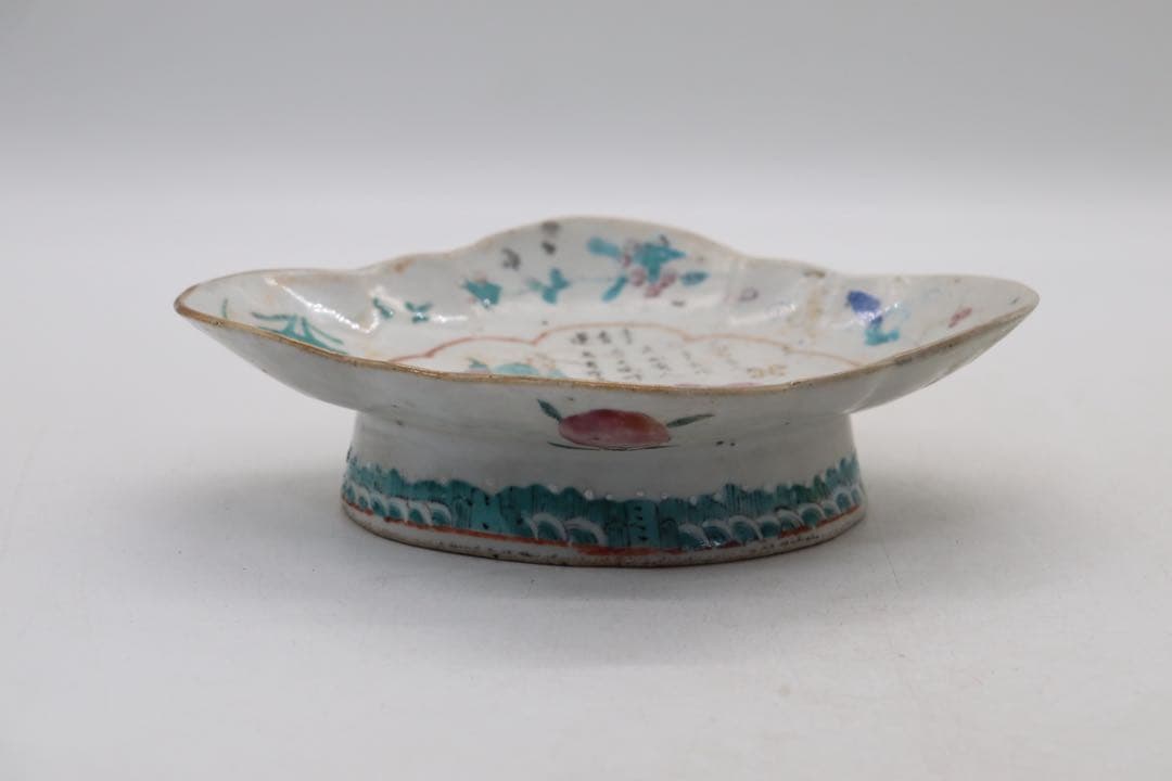 ※中国　清時代　粉彩　人物紋高台楕円皿　送料込み250529