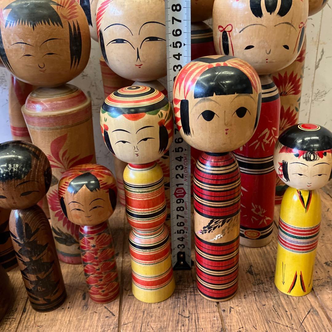 昭和レトロ 木製 こけし 小芥子 16体セット まとめ売り 日本人形 民芸品