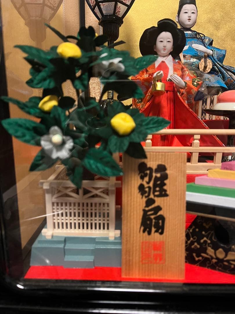 ひな人形 5体 ガラスケース付き