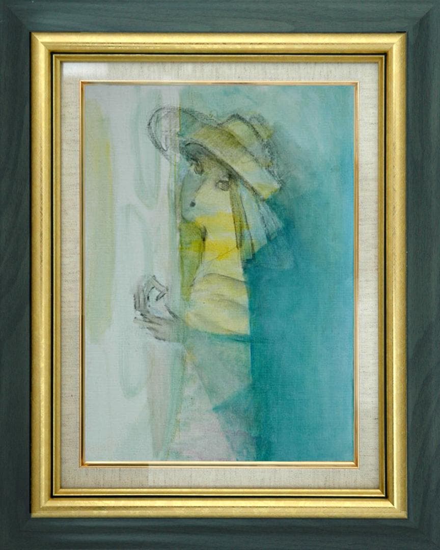 油絵 菅家令子 絵 絵画インテリア 額付( 銀) F4-071012 人物 女性