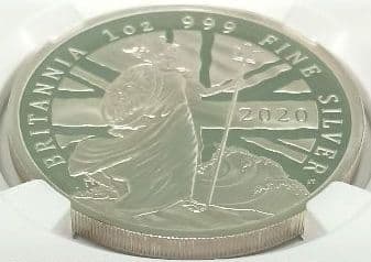 2020 イギリス ブリタニア 1オンス 2ポンド 銀貨 NGC PF69 UC