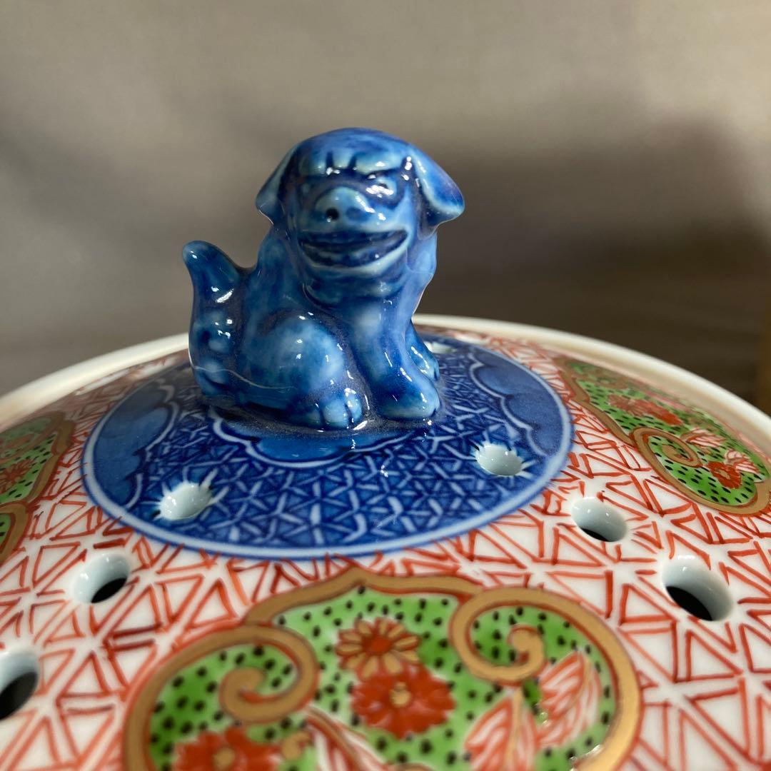 【源右衛門】古伊万里の伝統　日本の名窯　舘林源右衛門作　古伊万里間取亀甲文　香炉