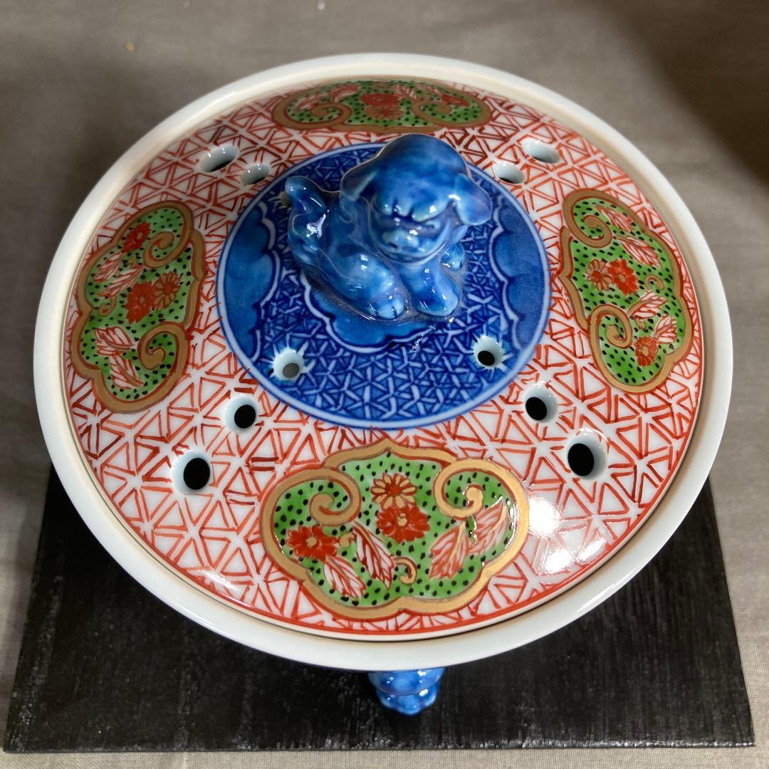 【源右衛門】古伊万里の伝統　日本の名窯　舘林源右衛門作　古伊万里間取亀甲文　香炉