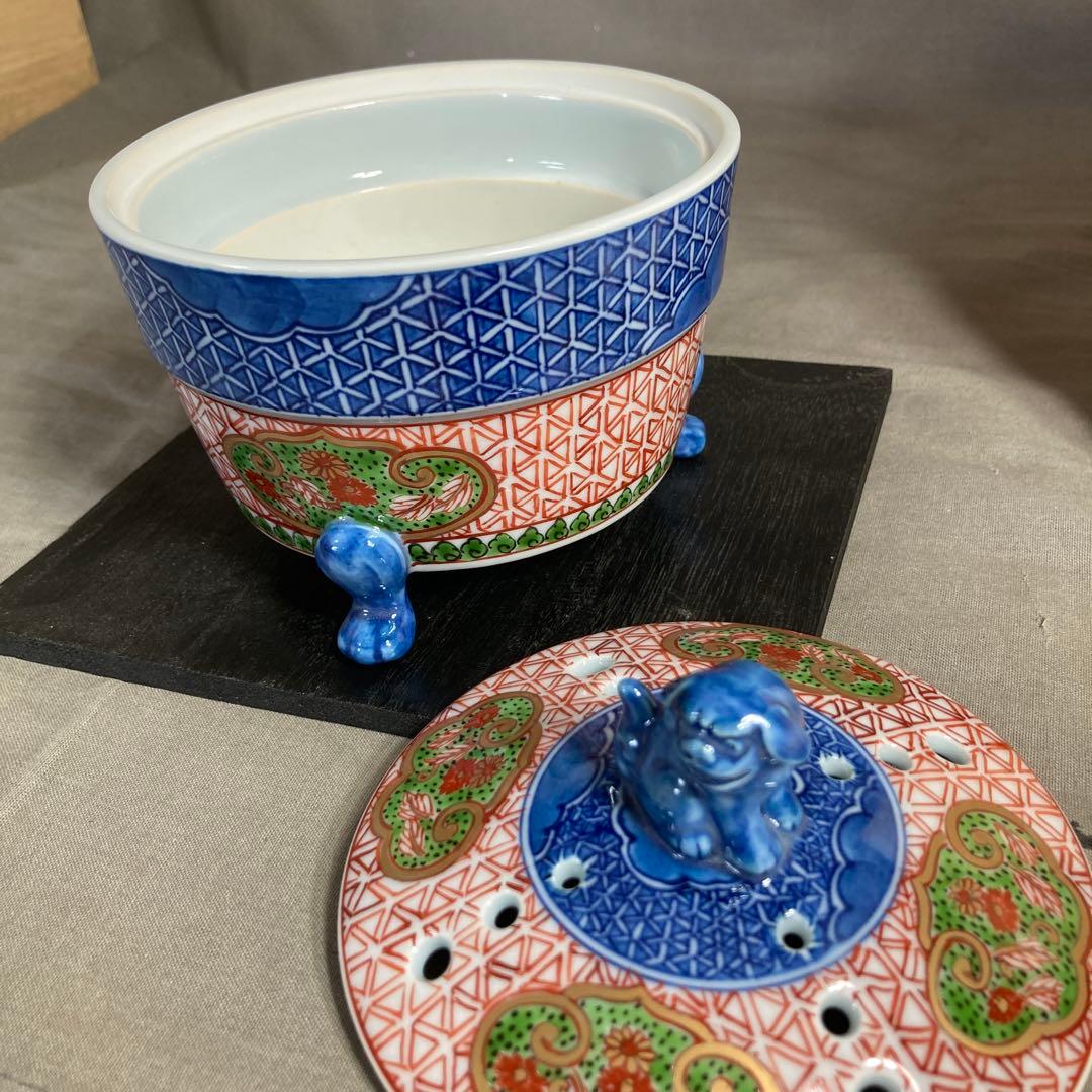 【源右衛門】古伊万里の伝統　日本の名窯　舘林源右衛門作　古伊万里間取亀甲文　香炉