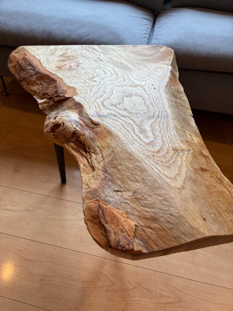 国産無垢一枚板サイドテーブル｜ブラックアイアン｜一点もの