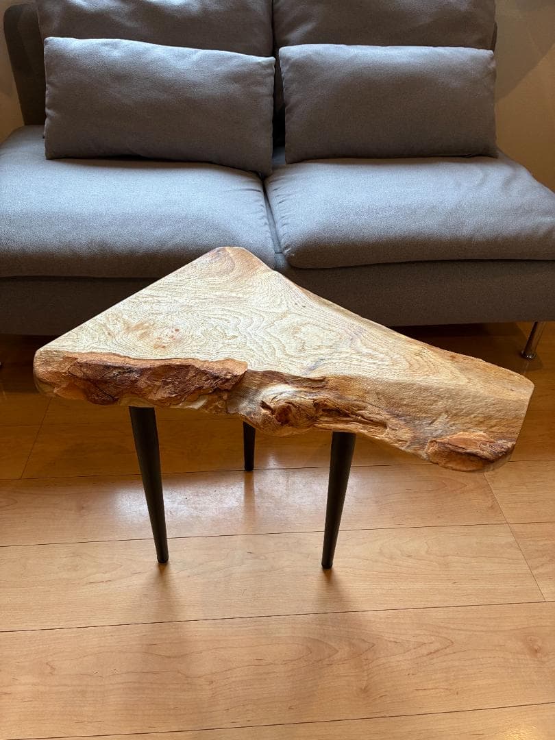 国産無垢一枚板サイドテーブル｜ブラックアイアン｜一点もの