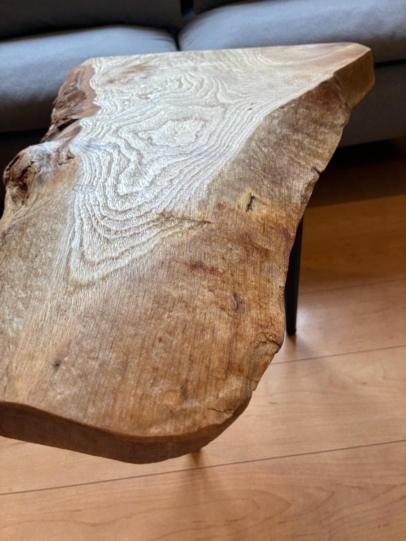 国産無垢一枚板サイドテーブル｜ブラックアイアン｜一点もの