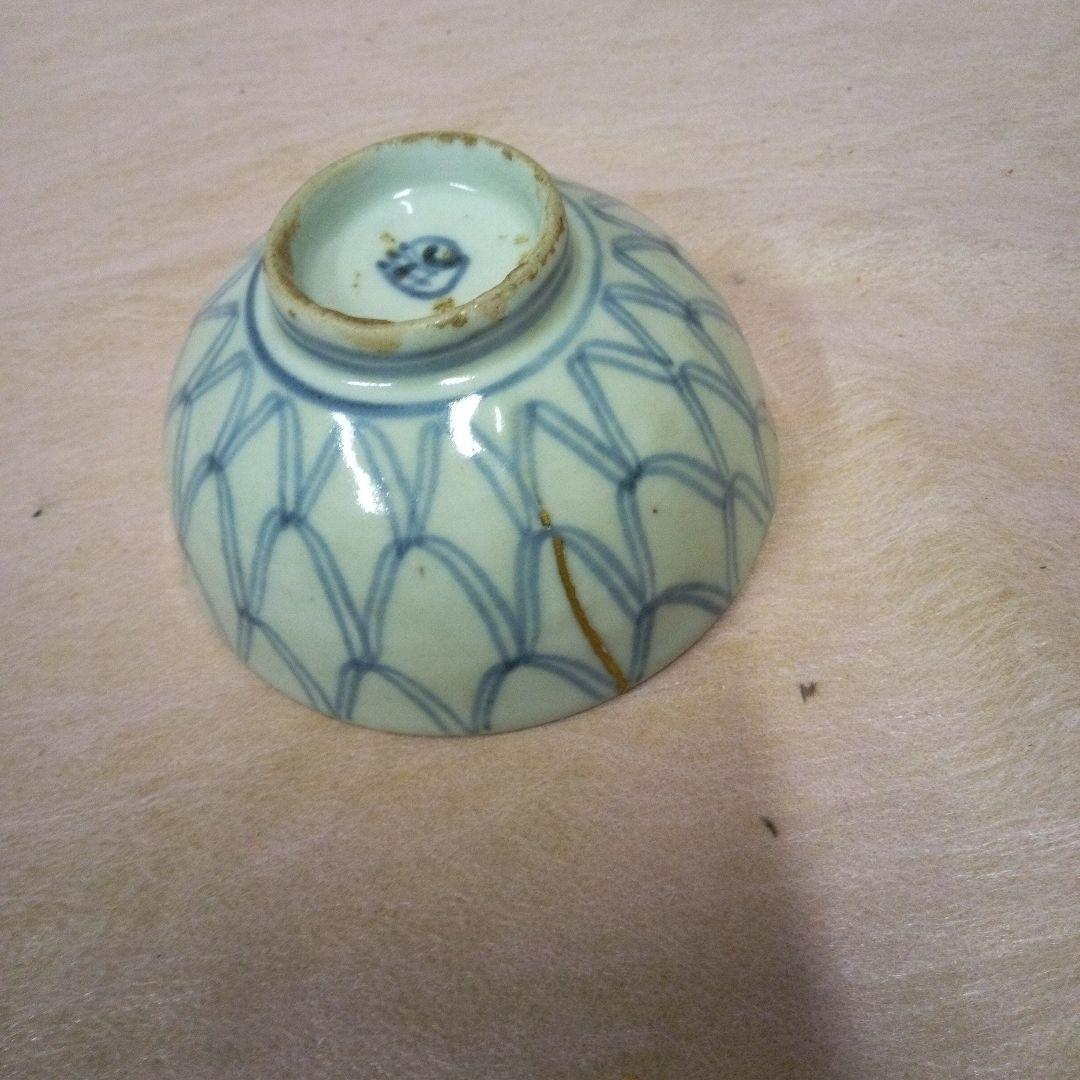 初期伊万里　網目文様茶碗　古美術　古道具　骨董品