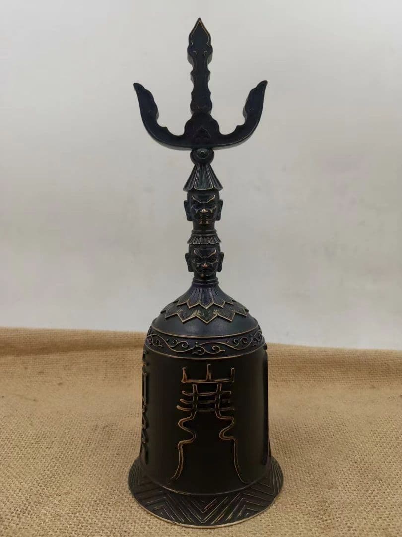 【修縁堂】古美術品 道教の法器 天蓬帝鐘 三清鈴 呼鈴 持鈴 vajra23CM