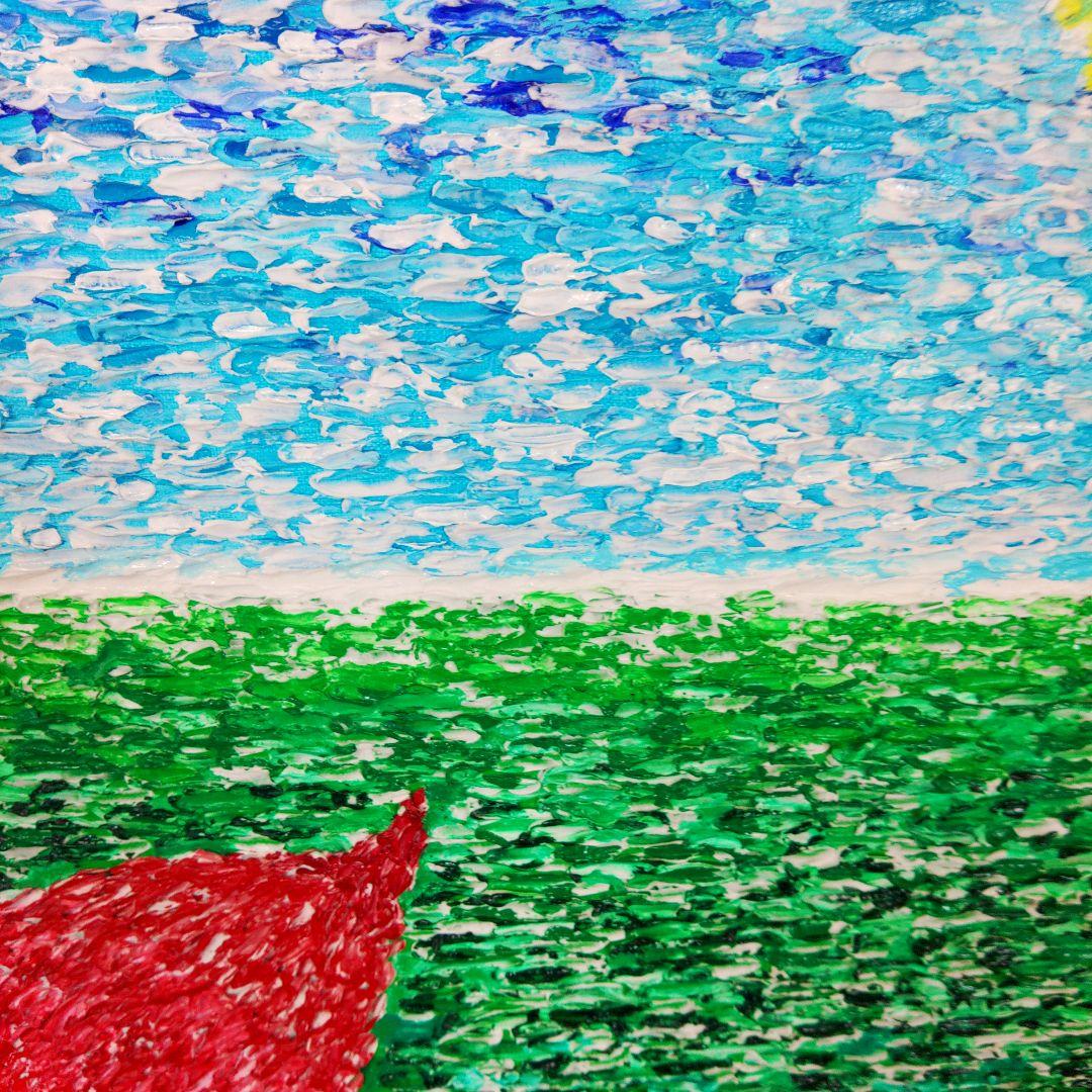 抽象画 自然風景 アクリル絵画　空気感　太陽　花　大地