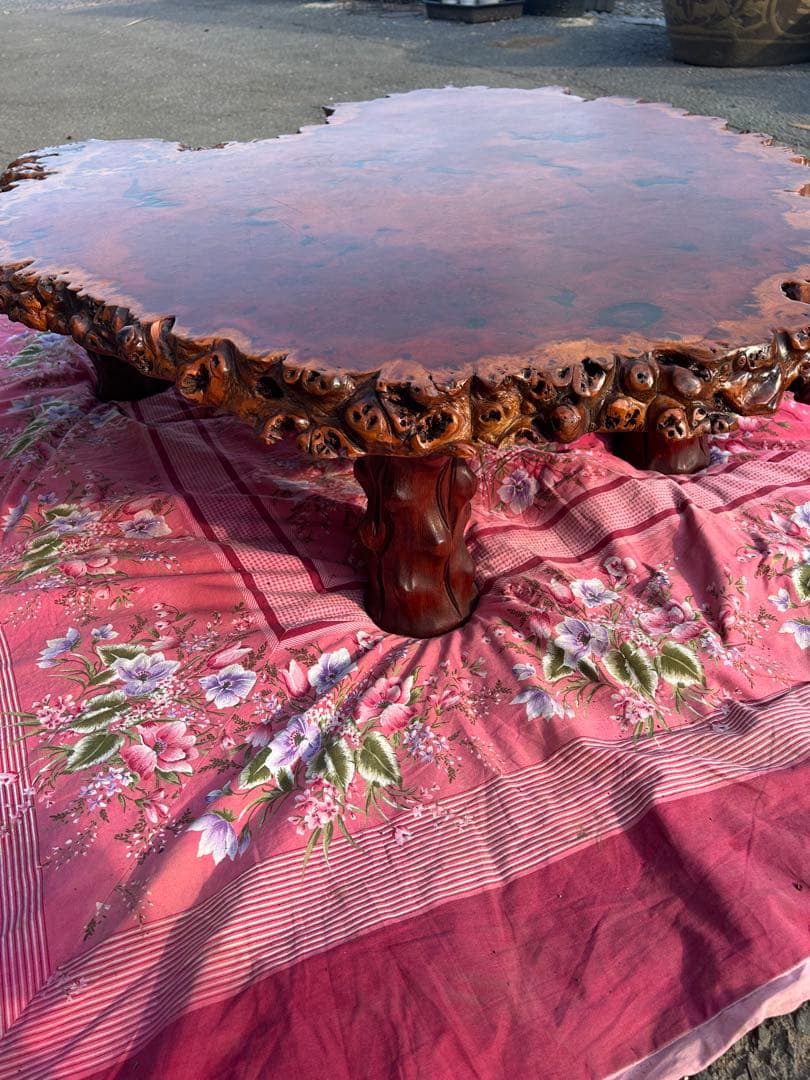 【希少】花梨瘤 一枚板 座卓 高級テーブル 大型