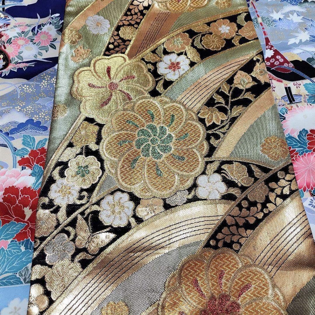 SALE中☆振袖フルセット(7点)・成人式・古典柄・金彩加工・胴裏正絹・高級手縫