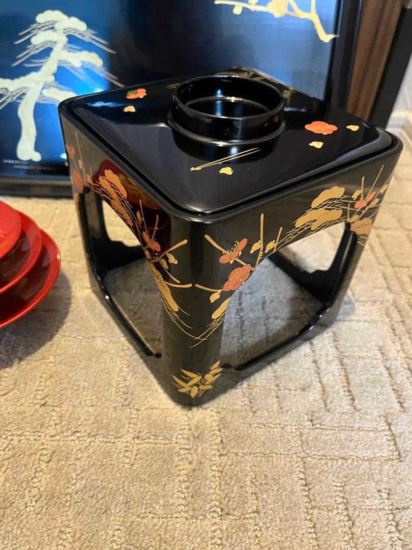 お屠蘇セット　漆塗り　蒔絵松竹梅　極上　輪島塗