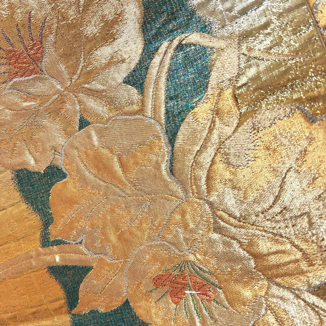 488 振袖フルセット 正絹 深緑 グリーン 金彩 暈し染め シック シンプル