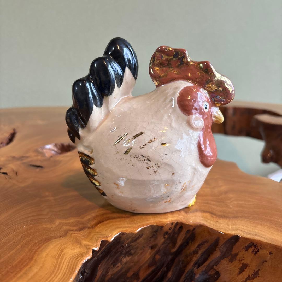 六兵衛窯 干支置物 「白鶏」酉年 清水焼 陶芸 たち吉 共箱