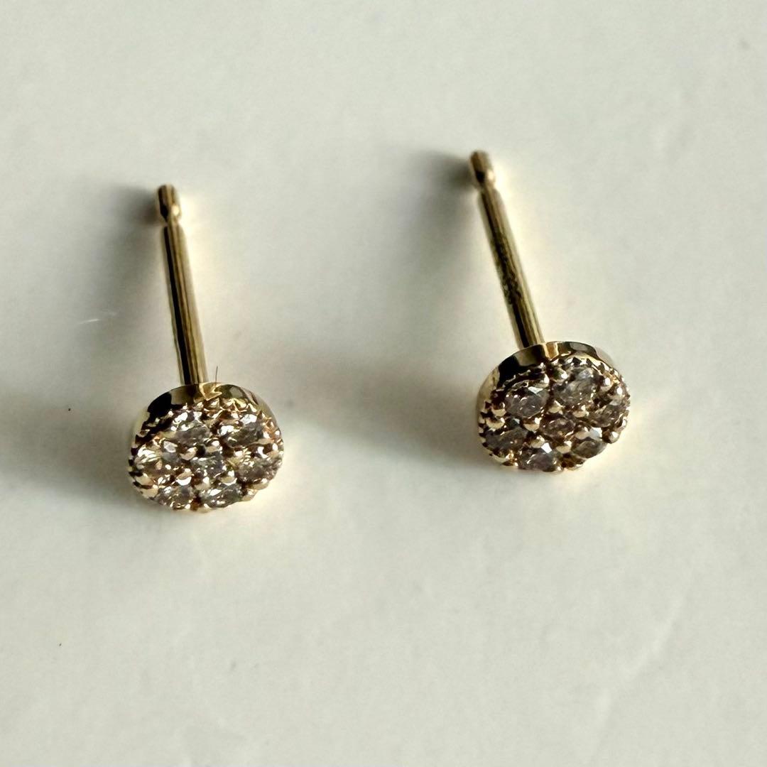 ete エテ K18 ダイヤモンド ピアス パヴェ スタッド イエローゴールド