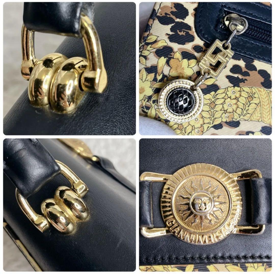 ジャンニヴェルサーチェ 太陽神 ハンドバッグ 自立 総柄 メデューサ レザー