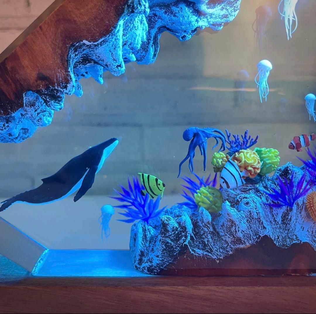 樹脂木製ランプ,海オーシャンランプ, 手作り木製テーブル樹脂ランプ, 寝室装飾