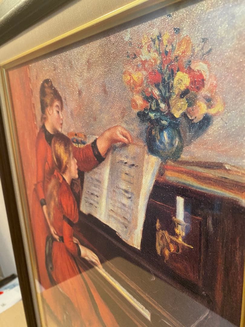 ⭐️新品未使用⭐️ルノワール『ピアノを弾く少女』複製油絵 F6号 受注制作品額装済み