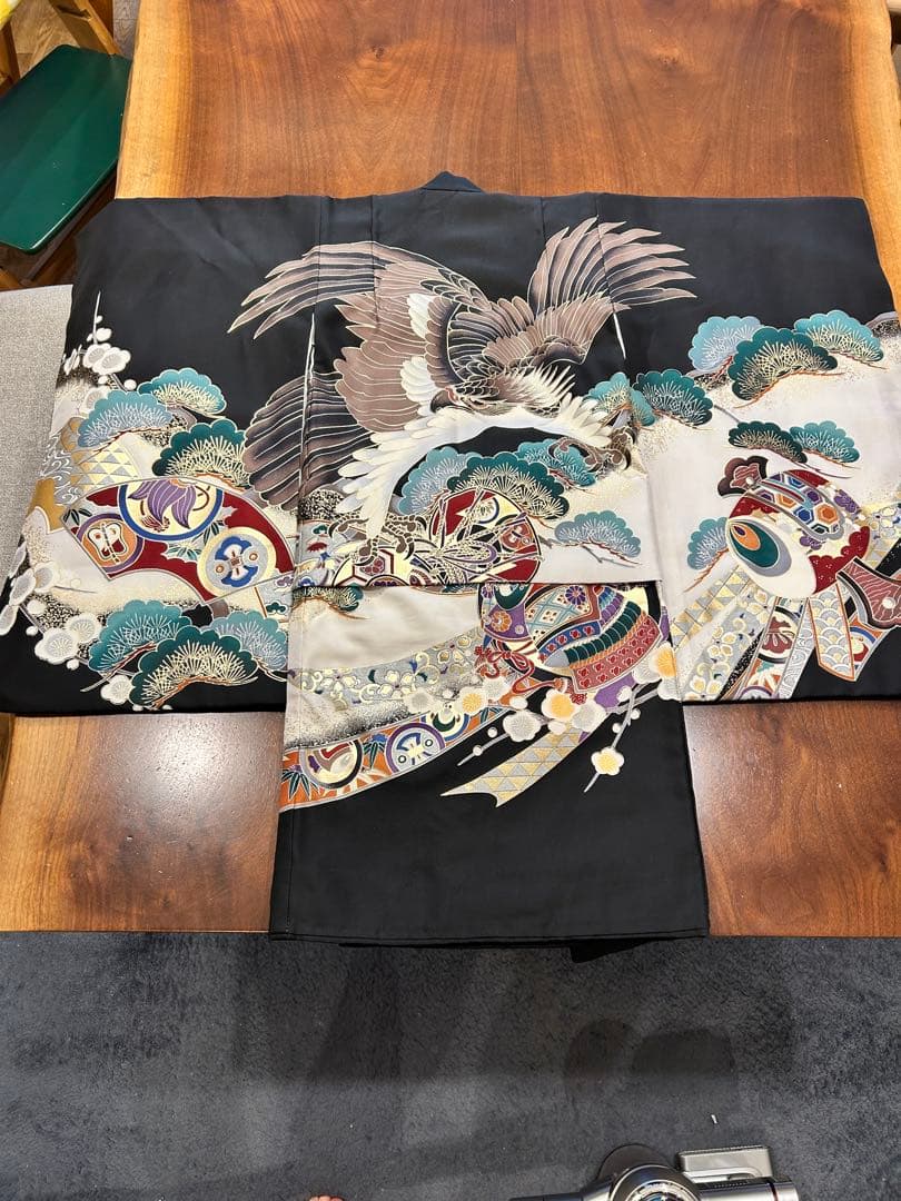 正絹お着物セット♡七五三　3歳　男の子　セット　一式　黒系　総絞り