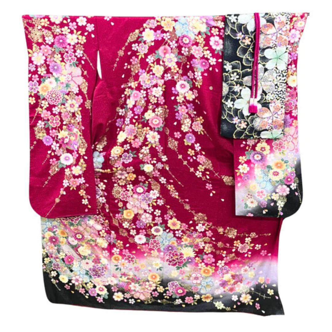 ≪早い者勝ち≫【お得品】 振袖セット 成人式 正絹 花柄 赤 S46 ●