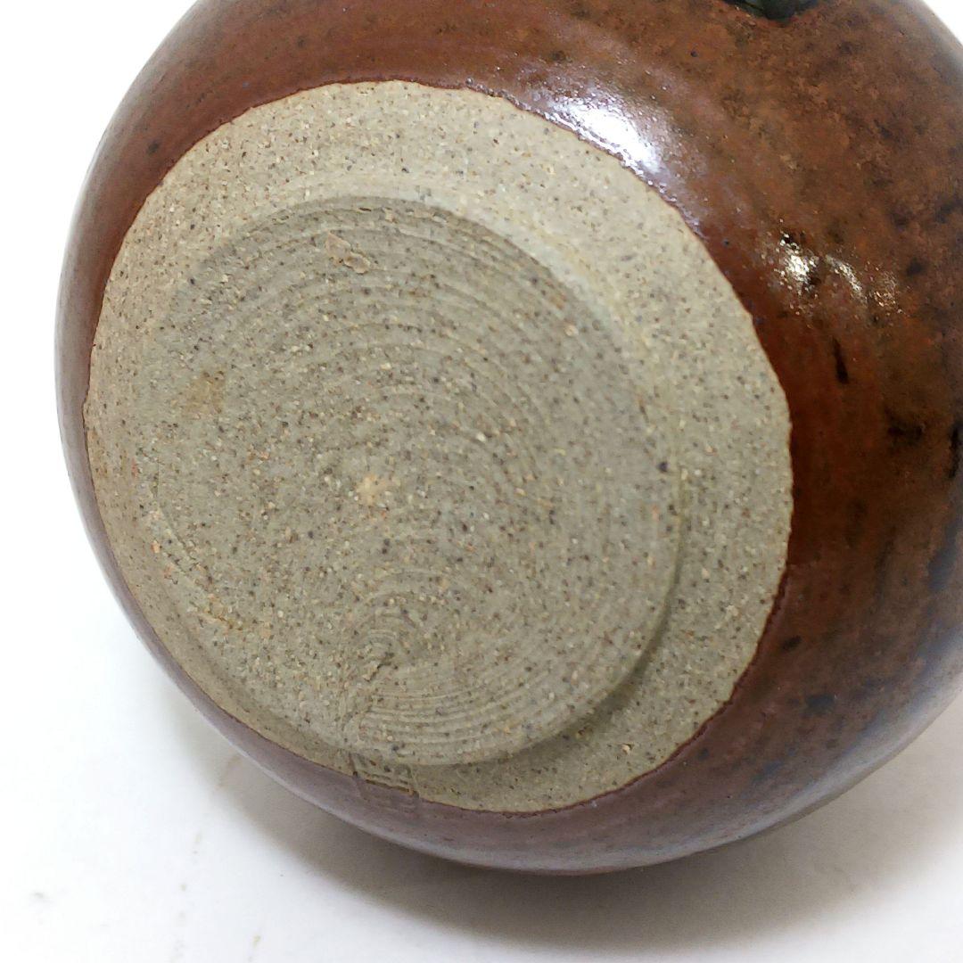 Y2167-12 茶道具 比古焼 藤崎寿山造 鶴首茶入 共箱 西陣織仕覆付　う