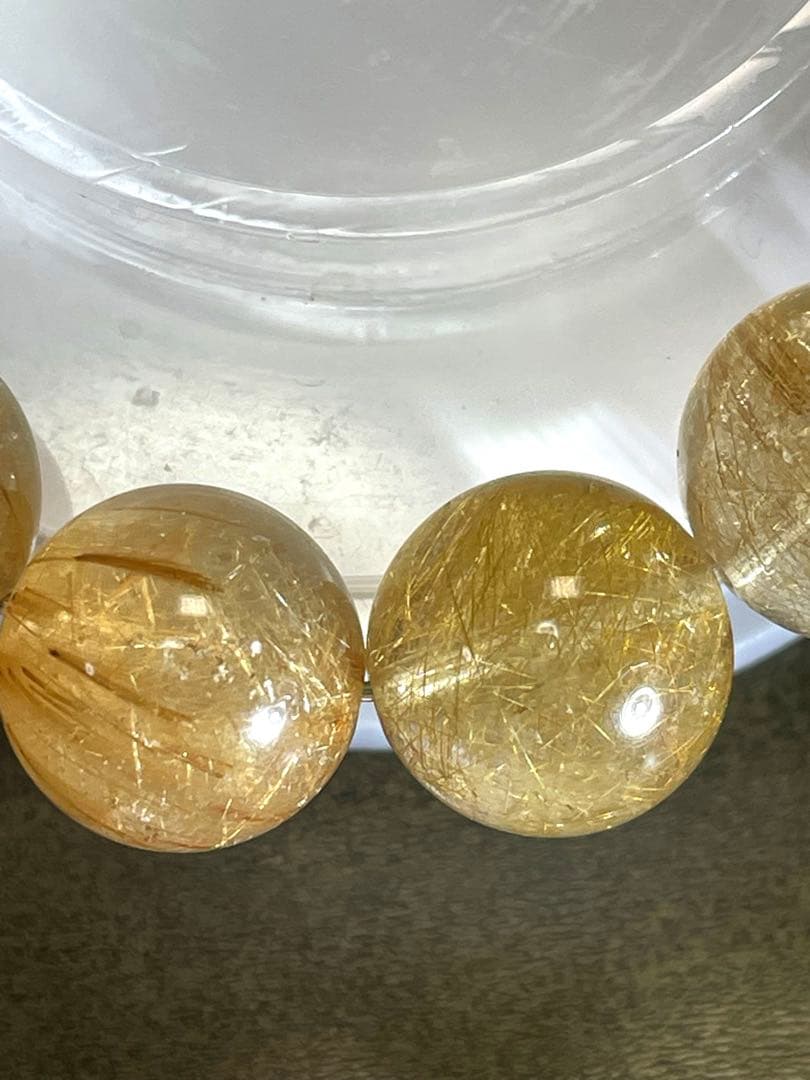 高品質　新入荷　ミックスルチルブレス超大玉約14.7㎜（新品未使用）金運虹あり