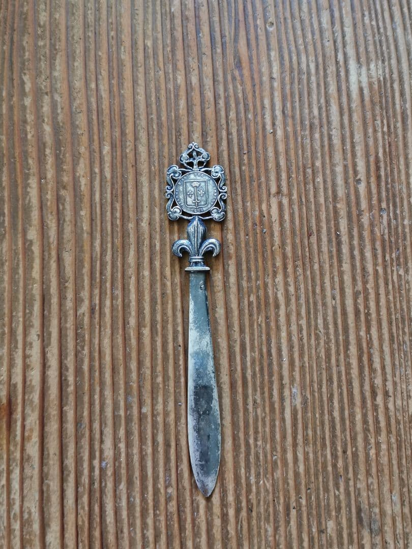 アンティーク フランス ジャンヌダルク ペーパーナイフ 騎士の百合紋 聖女の紋章