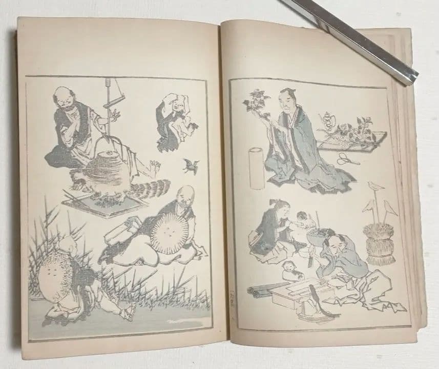 北斎画宛二編（色摺版画本)葛飾北斎画明治初期後摺再板になります（初版は天保3年)