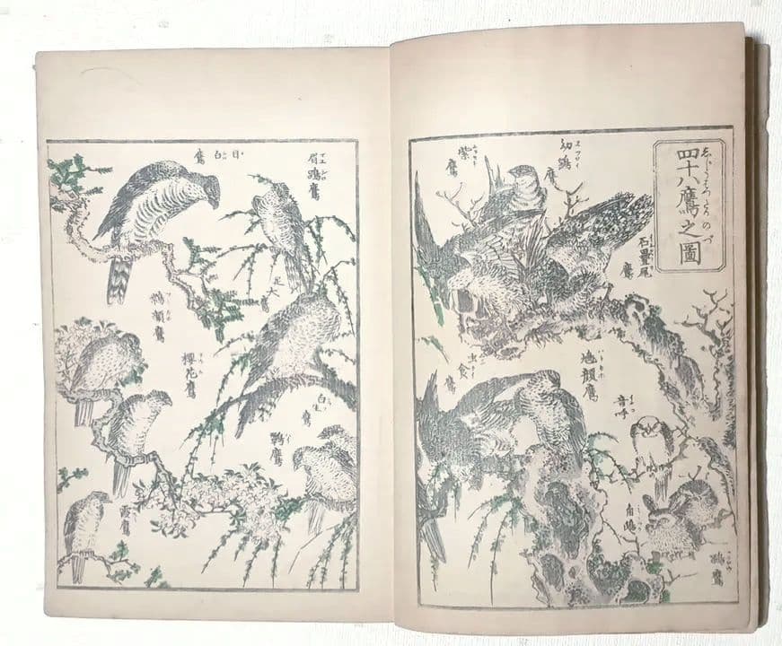 北斎画宛二編（色摺版画本)葛飾北斎画明治初期後摺再板になります（初版は天保3年)