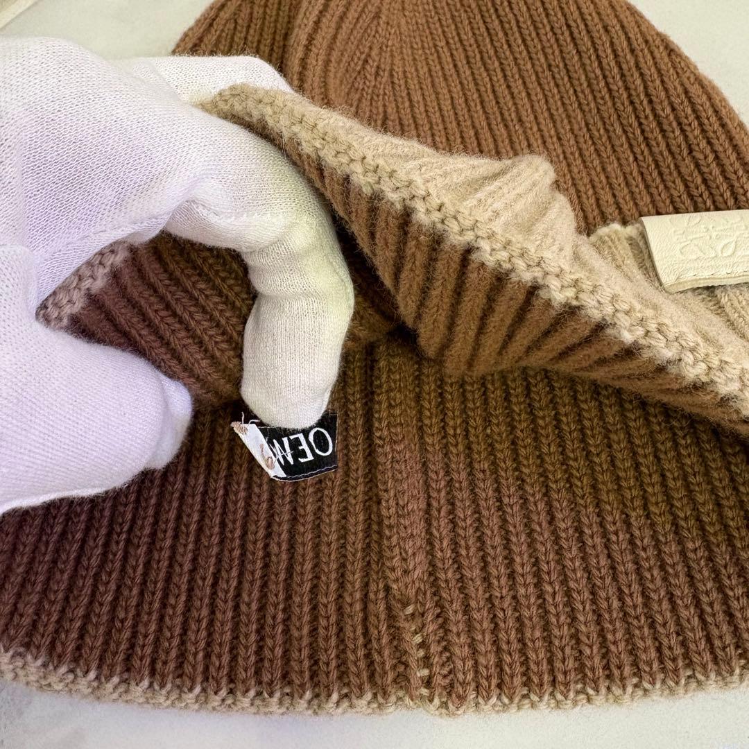 【正規品】LOEWE アナグラム ロゴ レザー ビーニー ニット帽