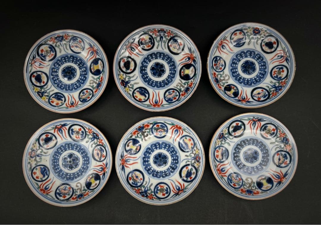 中国美術 古玩 大明嘉靖年製 小皿セット　木箱付き